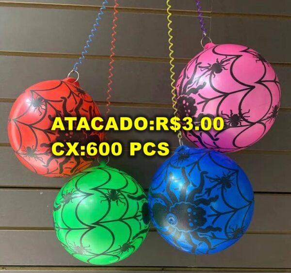 Bola De Vinil Com Cordão Mola Borracha Chaveiro