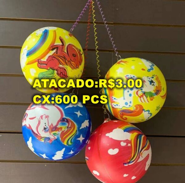 Bola De Vinil Com Cordão Mola Borracha Chaveiro