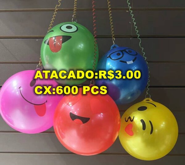 Bola De Vinil Com Cordão Mola Borracha Chaveiro