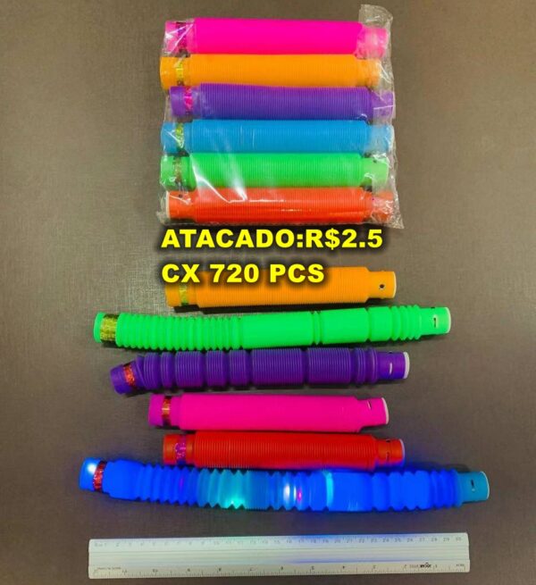 Pop It Tube Led Com Luz Puzzle Fidget Toy Anti Estresse Brinquedo Tubo