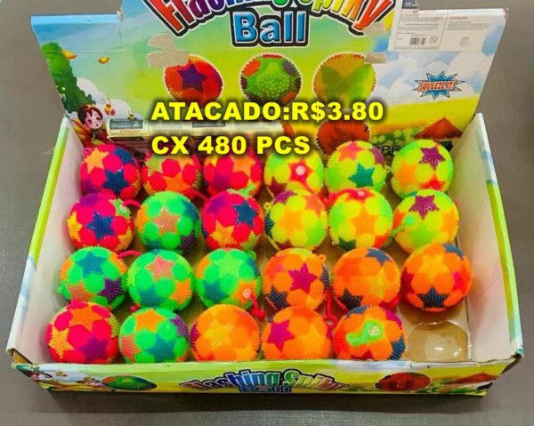 Brinquedo Bola Interativa Luz Led  Futebol tamanho 6,5cm