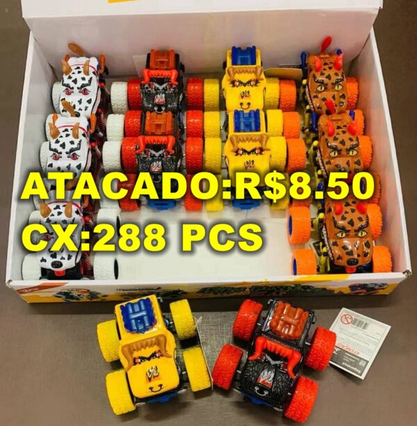 Carrinho de Fricção 4x4 Monster Animal Colorido