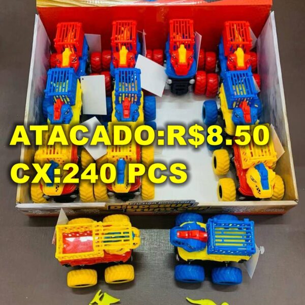 Carrinho de Fricção 4x4 Monster Com Dinossauro