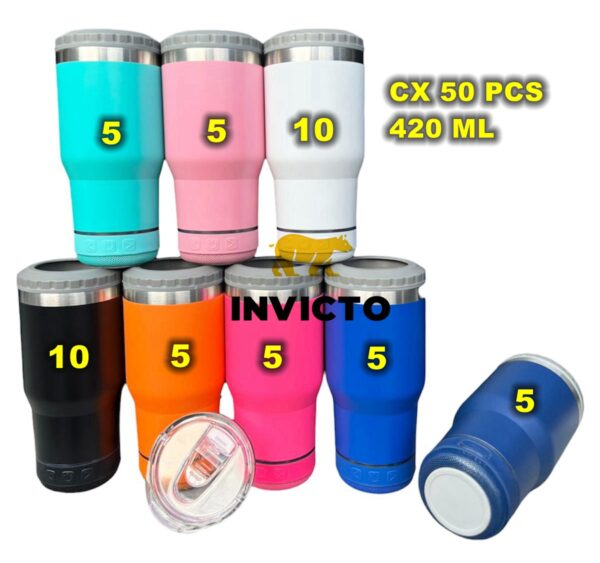 Copo Térmico 420ML Inox Com Caixa De Som Rgb Bluetooth Beer Música  (SEM LOGO)