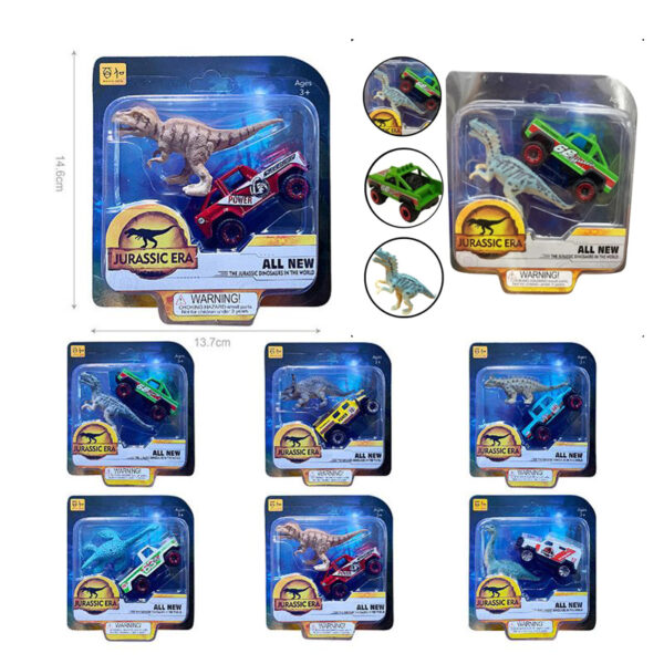 Carrinhos Dinossauros Jurasic Era Miniaturas Carro e Boneco Dino Colecionáveis