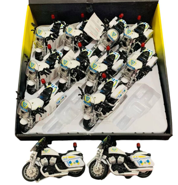 Moto Policial Miniatura De Ferro Fusca Flexão Abre Porta