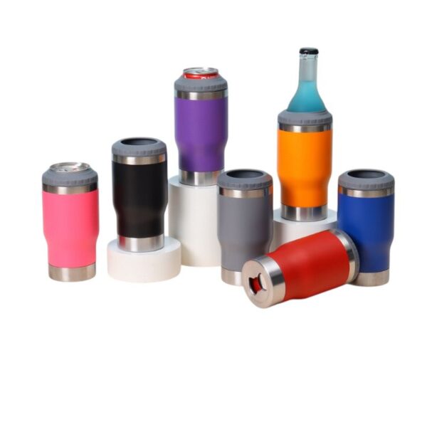 Copo Térmico Porta Lata 2 Tampas Com Abridor Porta Cerveja Latinha 420ml  (SEM LOGO)