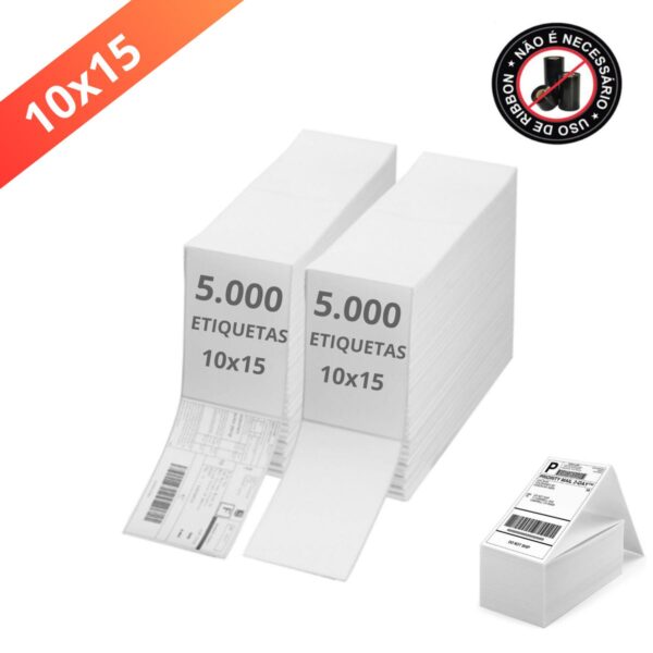 10.000 Etiquetas Térmicas 10cmx15cm Serrilha Formato Resma