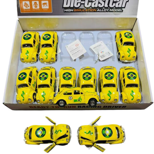 Carrinho Fusca Metal Miniatura Fricção Amarelinho Brasil