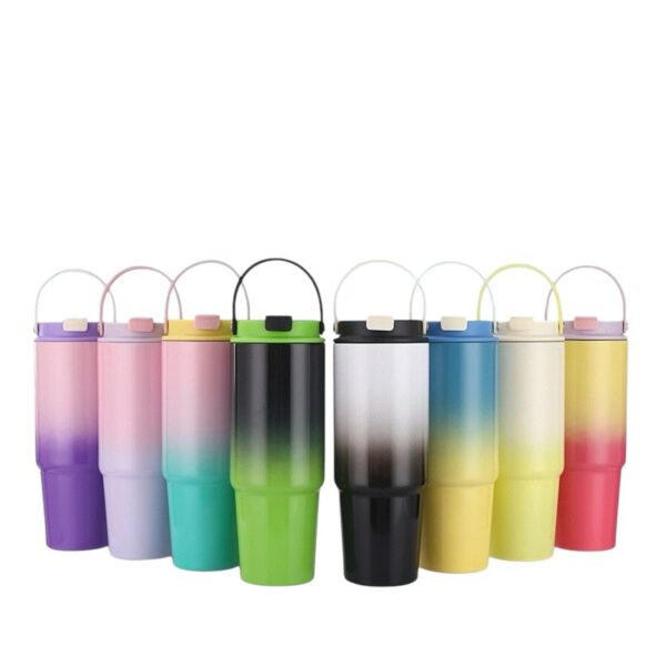 Copo Térmica de Aço Inoxidável com Boca Dupla de Cor Gradiente 900ml/30oz
