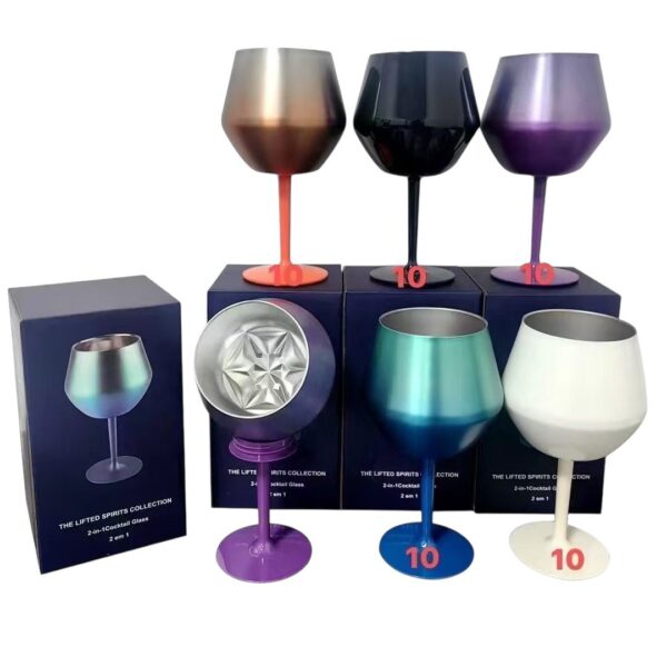 Taça Copo Térmico De Aço Inoxidável 2 Em 1 Para Gin Vinho Drink Bebidas  -420ML