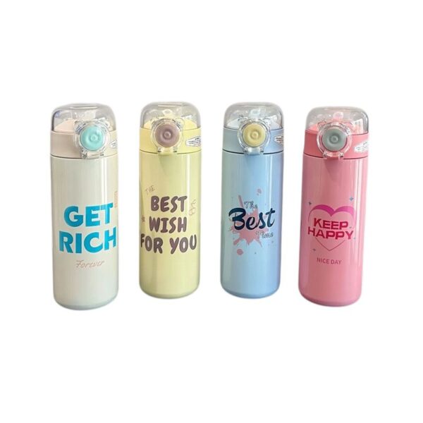 Garrafa Térmica Infantil Com Canudo Aço Inox  500ml