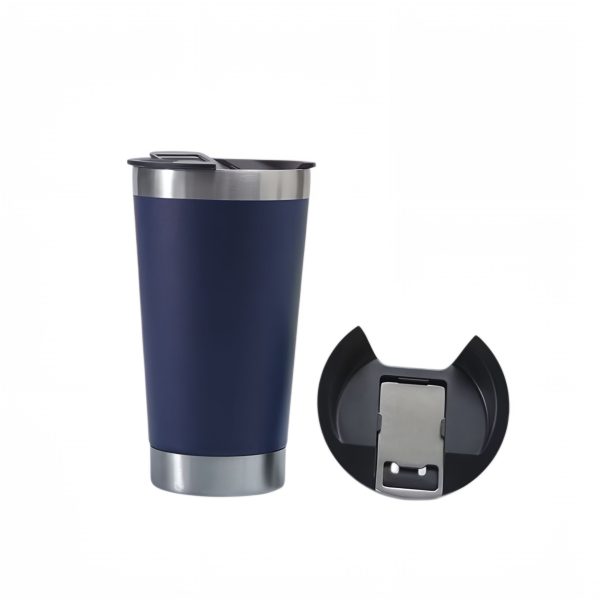 Copo Térmico Com Abridor e Tampa 473ml  (Azul Marinho) - SEM CAIXA