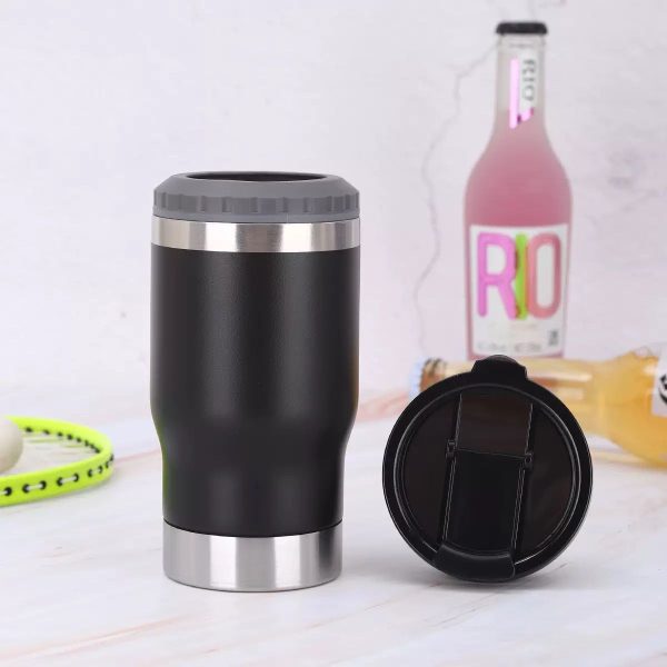 Copo Térmico Porta Long Neck 2 Tampas 420ml(PRETO)