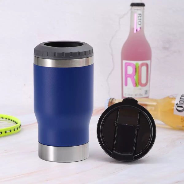 Copo Térmico Porta Long Neck 2 Tampas 420ml (Azul Royal)
