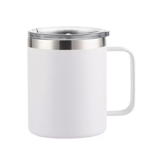 CANECA TÉRMICA - INOX COM ALÇA E TAMPA - 350ml- SÓ BRANCO