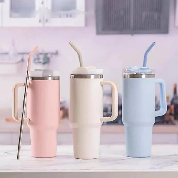 Copo Térmico 1200ml Com Canudo de Inox e Alça